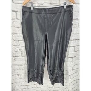 Isaac Mizrahi Vegan Leather Pant Boho Classic Western Church Cropped Stretch 12P